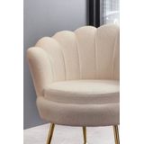 SalesFever Shell fauteuil | hoes bouclé stof beige | metalen frame goudkleurig | B 78 x D 76 x H 78,5 cm - meerkleurig Multi-materiaal 371886