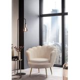 SalesFever Shell fauteuil | hoes bouclé stof beige | metalen frame goudkleurig | B 78 x D 76 x H 78,5 cm - meerkleurig Multi-materiaal 371886