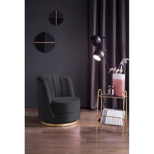 SalesFever Draaibare fauteuil | 360° draaibaar | met ruitstiksel | hoes fluweel | onderstel metaal | B 68 x D 57 x H 77 cm | zwart - goudkleurig - meerkleurig Multi-materiaal 372012