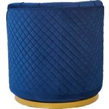 SalesFever Draaibare fauteuil | 360° draaibaar | met ruitpatroon | fluwelen bekleding | metalen voet | donkerblauw - goudkleurig - Multi-materiaal 372036