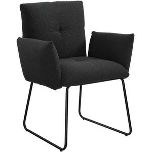 SalesFever fauteuil | met golfonderstel | stoelhoes Bouclé stof | metalen sledevoet | B 73,5 x D 64,5 x H 87 cm | antraciet - mat zwart - meerkleurig Multi-materiaal 369586