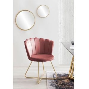 SalesFever Shell stoel van fluweel | Set van 2 | Poten chroom goudkleurig | B 69,5 x D 66 x H 85 cm | roze - meerkleurig Multi-materiaal 369241