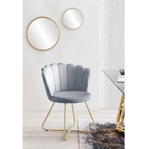 SalesFever Shell stoel van fluweel | Set van 2 | Poten chroom goudkleurig | B 69,5 x D 66 x H 85 cm | lichtgrijs - meerkleurig Multi-materiaal 369258