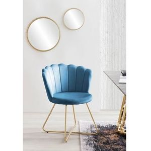 SalesFever Shell stoel van fluweel | Set van 2 | Poten chroom goudkleurig | B 69,5 x D 66 x H 85 cm | blauw - meerkleurig Multi-materiaal 369265