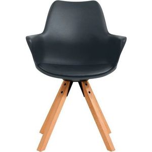 SalesFever fauteuil met kunststof schaal | set van 2 | kunstleren zitting | beukenhouten poten | B 58 x D 61 x H 84 cm | donkergrijs - eikenkleurig - meerkleurig Multi-materiaal 368985