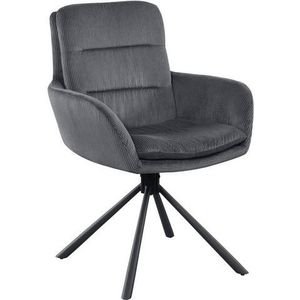 SalesFever fauteuil met 360° draaifunctie | stof met ribfluweellook | metalen baseball frame | B 60 x D 64 x H 89 cm | donkergrijs - zwart - meerkleurig Multi-materiaal 368947