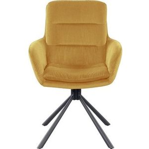 SalesFever fauteuil met 360° draaifunctie | bekleding van koordstof | metalen onderstel | B 60 x D 64 x H 89 cm | goud - zwart - meerkleurig Multi-materiaal 368961