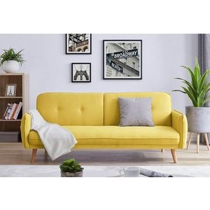 SalesFever Sofa 3-zits | met slaapfunctie | bekleding structuurstof | poten Hevea hout | B 188 x D 85 x H 80 cm | geel - naturel - 368640