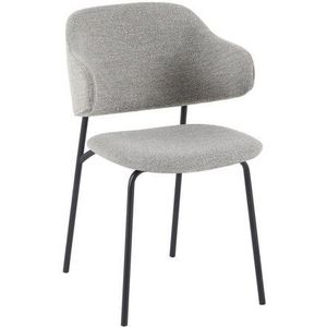 SalesFever fauteuil Bouclé set van 2 | bekleding Bouclé stof | stoelpoten metaal | B 54 x D 59 x H 83 cm | lichtgrijs - zwart - meerkleurig Multi-materiaal 368619