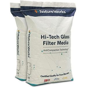 Nature Works Hi-Tech filterglas voor zwembadfilterinstallaties, zandfilterinstallatie, van 100% zuiver vlak glas, milieuvriendelijk, korrel 0,6 tot 1,0 mm (40 kg)