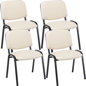 CLP Ken 4-delige set bezoekersstoelen - Kunstleer zwart