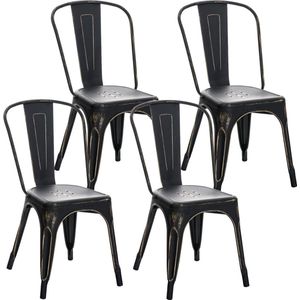 CLP Set van 4 Benedikt stoelen zwart/goud - 312764