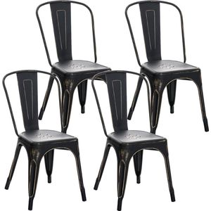 CLP Benedikt Set van 4 stoelen zwart/goud