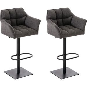 CLP - 2er Set Barhocker Damaso Stoff schwarz titangrau