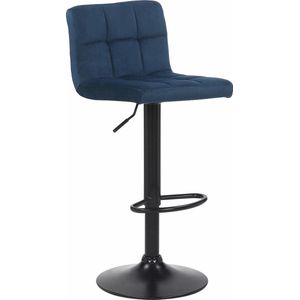 CLP Feni Barkruk - Met rugleuning - Verstelbaar - Velvet - Fluweel - blauw