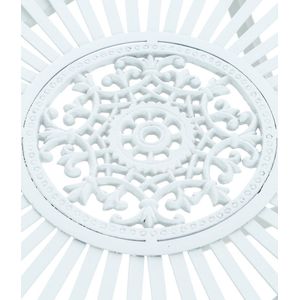 CLP Bistrotafel Tegal van ijzer, tuintafel met kunstzinnige versieringen, ronde metalen tafel, kleur: wit