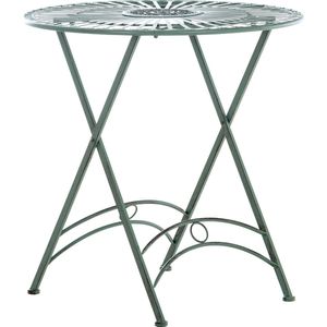 CLP Bistrotafel Tegal van ijzer, tuintafel met kunstzinnige versieringen, ronde metalen tafel, kleur: antiek-groen
