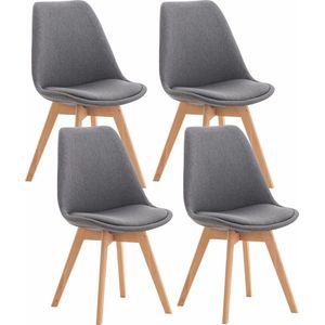 CLP Linares Set van 4 eetkamerstoelen grijs Stof