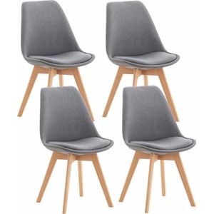 CLP Linares Set van 4 eetkamerstoelen licht grijs Stof