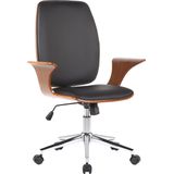 CLP Bureaustoel Burbank, managersstoel met rugleuning, in hoogte verstelbare bureaustoel met chromen frame, kleur: walnoot/zwart, materiaal: kunstleer
