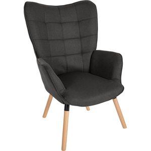 CLP Relaxstoel Garding I Comfortabele gestoffeerde stoel met stoffen bekleding, kleur: donkergrijs