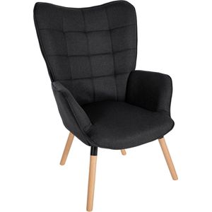 CLP Relaxstoel Garding I Comfortabele gestoffeerde stoel met stoffen bekleding, kleur: zwart