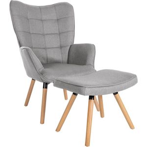 CLP Fauteuil Garding met poef grijs - 316820