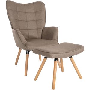 CLP Garding Fauteuil - Met Voetenbank - Met armleuning - Volwassen - Stof - taupe