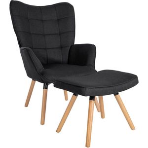 CLP Fauteuil Garding met poef zwart - 316826