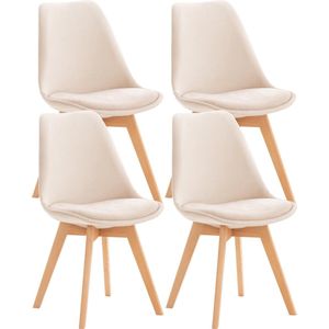 CLP Set van 4 eetkamerstoelen Linares velvet beige - 316866