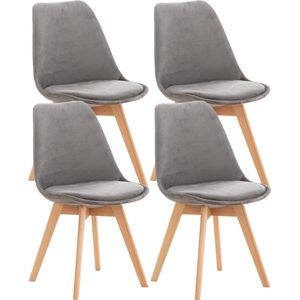 CLP Set van 4 eetkamerstoelen Linares velvet grijs - 316872