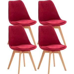 CLP Set van 4 eetkamerstoelen Linares velvet rood - 316875