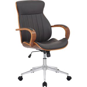 CLP Melilla Bureaustoel - Voor volwassenen - Ergonomische - Met armleuningen - Kunstleer - walnoot/bruin