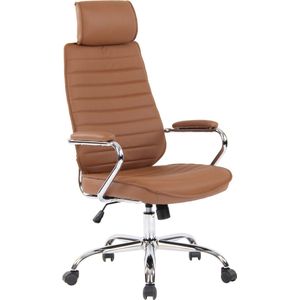 CLP Rako Bureaustoel - Ergonomisch - Voor volwassenen - Met armleuningen - Echt Leder - licht bruin