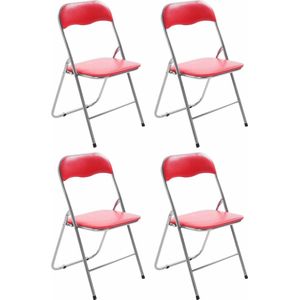 CLP Felix Set van 4 klapstoelen rood/zilver