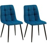 CLP Tilde Set van 2 eetkamerstoelen - Zonder armleuning - Industrieel - blauw Stof