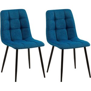 CLP Tilde Set van 2 eetkamerstoelen - Zonder armleuning - Industrieel - blauw Stof