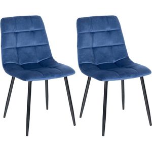 CLP Set van 2 eetkamerstoelen Tilde fluweel blauw - 318332