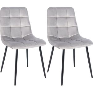 CLP Set van 2 eetkamerstoelen Tilde fluweel grijs - 318336