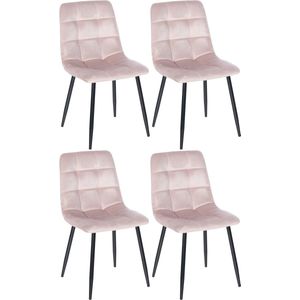 CLP Set van 4 eetkamerstoelen Tilde fluweel - roze - 318352