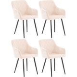 CLP Set van 4 Eetkamerstoelen Shila beige/Fluweel - beige Textiel 318361
