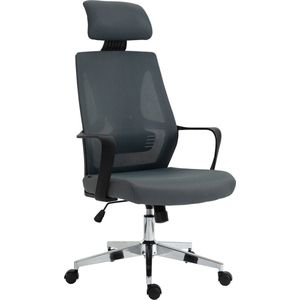 CLP Kanab Bureaustoel - Met hoofdsteun - Ergonomisch - Voor volwassenen - Mesh - grijs