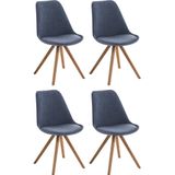 CLP Set van 4 Eetkamerstoelen Pegleg - Vierkant - Stof blauw - 318692