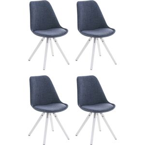 CLP Set van 4 Eetkamerstoelen Pegleg - Vierkant - Stof blauw - 318716