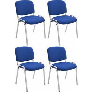 CLP Ken Set van 4 stoelen - Chroom - Stof blauw