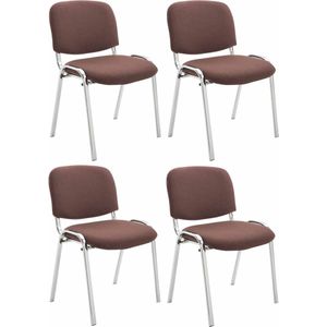 CLP Ken Set van 4 stoelen - Chroom - Stof bruin