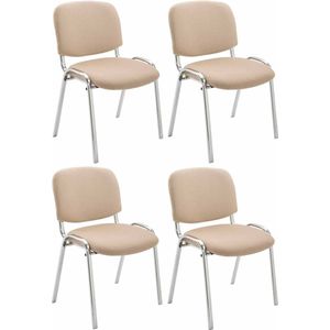 CLP Ken Set van 4 stoelen - Chroom - Stof creme