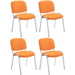 CLP Ken Set van 4 stoelen - Chroom - Stof oranje