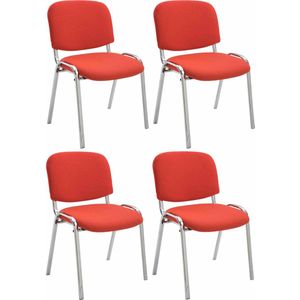 CLP Ken Set van 4 stoelen - Chroom - Stof rood