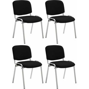 CLP Ken Set van 4 stoelen - Chroom - Stof zwart
